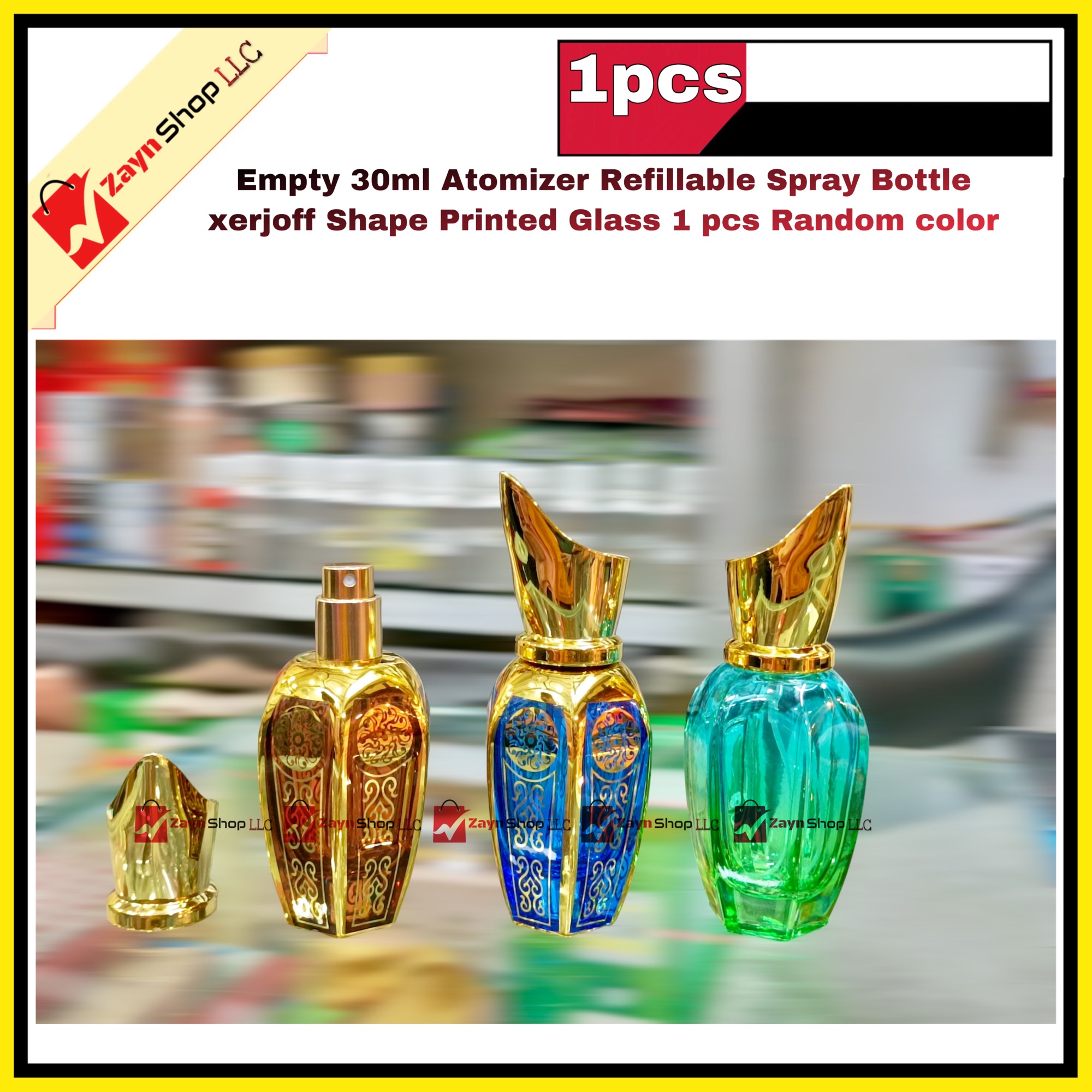 Empty 30ml Perfume Atomizer Refillable Spray Bottle xerjoff Shape Printed Glass 1 pcs Random color. 