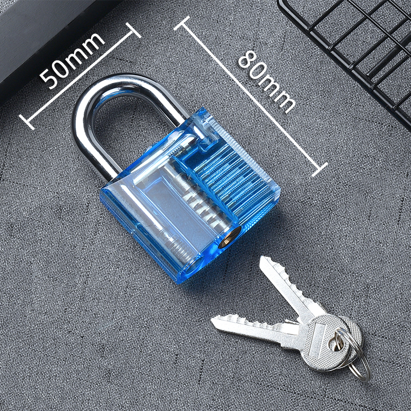 KAK Transparent Practice Padlock with Keys 80x50mm DIY Visible Lock Pick Tools Cutaway Practice Padlock Training Locksmith Tool. 