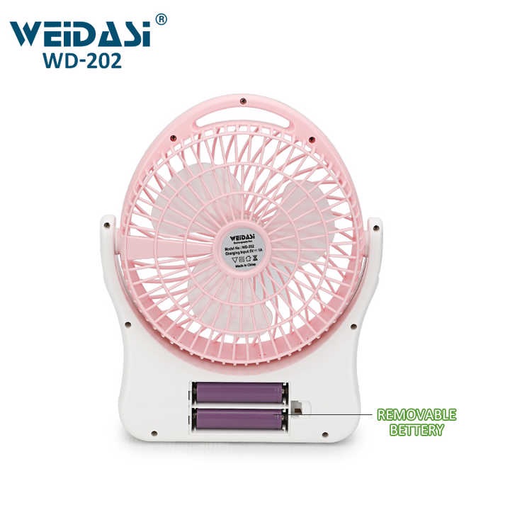 Rechargeable Fan Weidasi 3 speed control usb table fan 7.5″ Rechargeable Fan portable mini hand rechargeable fan with light Li-ion Battary(18650) Desk Table Fan. 