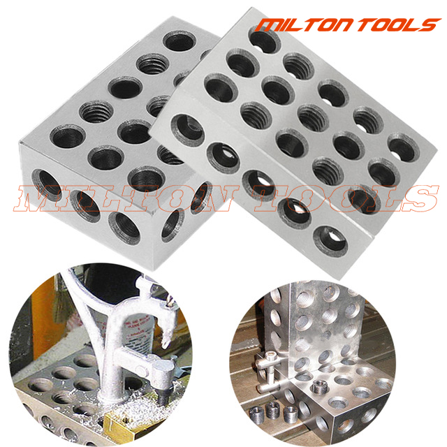 2pcs Hardened Steel 1-2-3" Blocks 0.0001" Precision Matched Machinist 123 Milling Tool 23 Holes 25-50-75mm block gauge. 