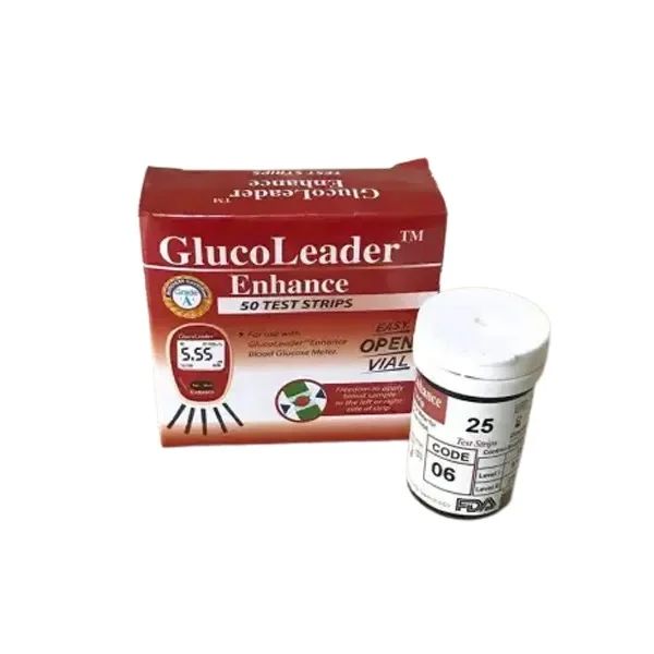 GlucoLeader Enhance RED Blood Glucose Test - 25 strips (No Box Only 1 vail). 