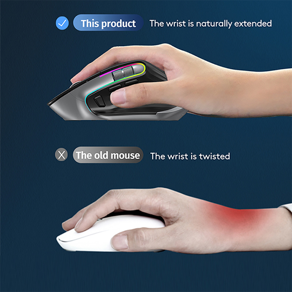JOMAA 2.4G Wireless Bluetooth Mouse Rechargeable LED RGB Gaming Mouse  for Computer Gamer Office 4000DPI. 
