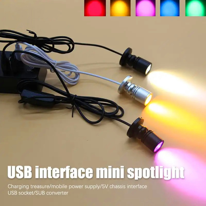 LED USB 5V 3W Led Spot Light Surface Mounted Cabinet Showcase Counter Jewelry Lamp Rotatable Angle Ceiling Mini Spotlight. 