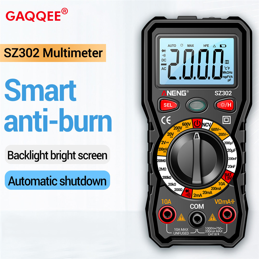 SZ301 SZ302 Digital Multimeter Professional Multimetro Auto Voltmeter AC DC 220V Resistance Voltage Capacitor Diode NCV Tester. 
