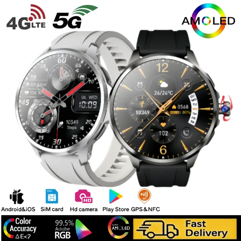 H19 4G LTE Smart Watch: 32GB+256GB, 900W Rotating Camera, , WiFi,  Play Store Support, Android Wearable