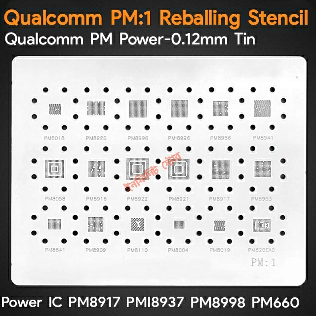 PM:1 BGA IC Reballing Stencil for Qualcomm PM8018 PM8926 PM8996 PM8956 PM8941 PM8058 PM8916 PM8992 PM8019 Power IC Sheet Tin Mesh Solder Template. 