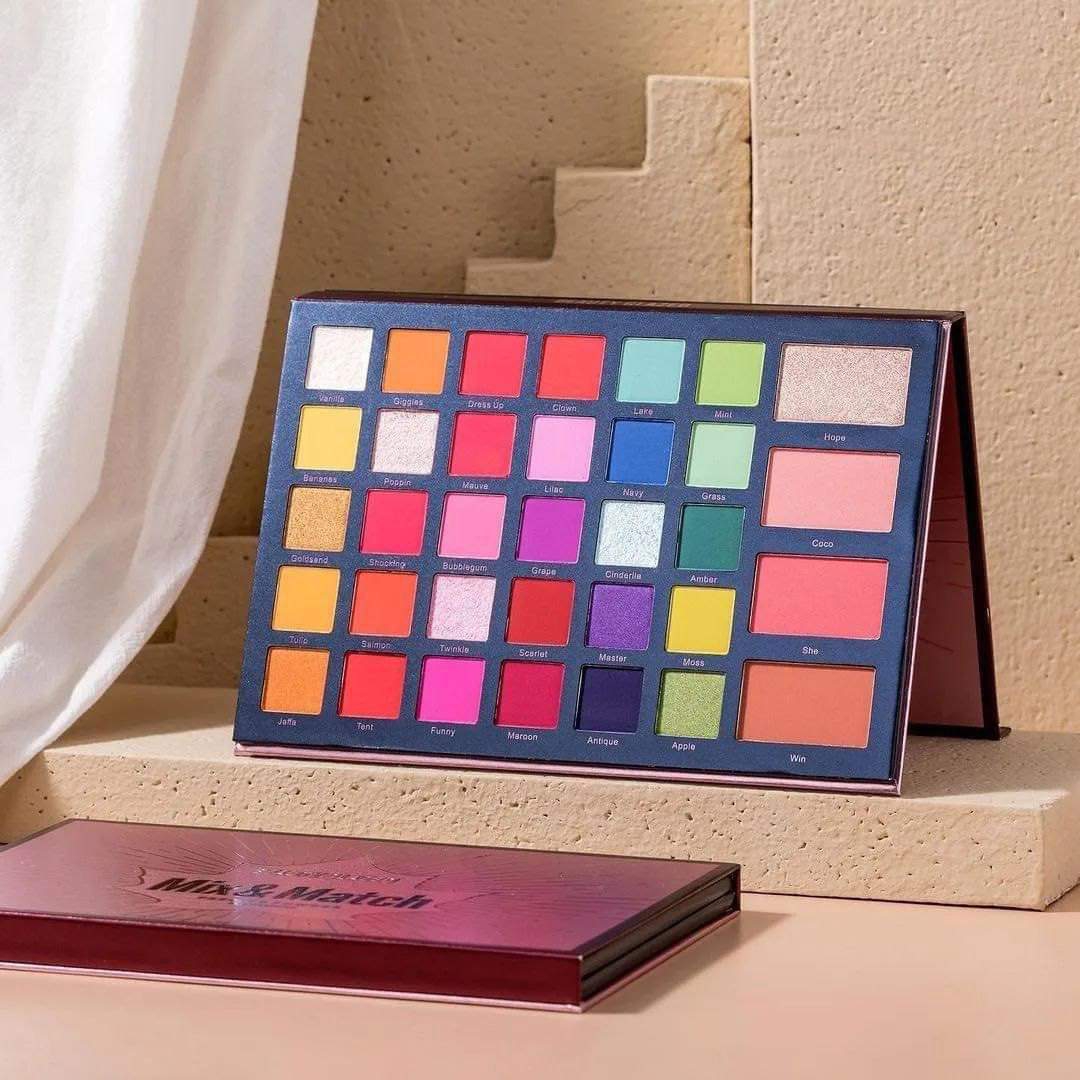 Beauty Glazed 68-Color Mix & Match All-In-1 Eyeshadow Palette With Blush Contour Highlighter. 