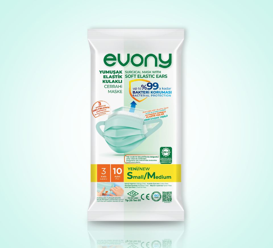 Evony 3 Leyar Surgical Face Mask 10pcs (Black/White)