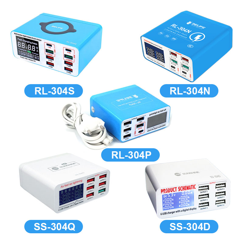 Sunshine SS-304Q 304D RL-304N 304P 304S USB Smart Lightning Charger Digital Display Fast Charging For Phone Android Samsung