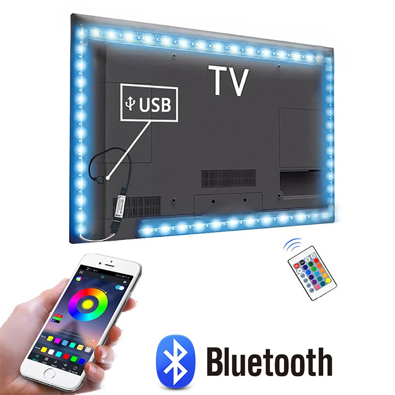 5V USB Bluetooth RGB LED Strip Light Room Neon Backlight Smart LED Tape ...