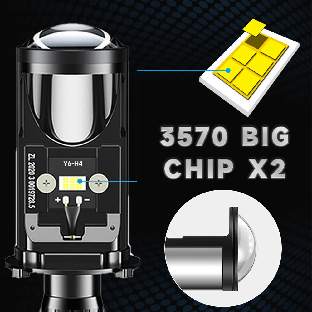 Y6D H4 LED Headlight Canbus Car Lamp Mini Projector Lens Automobles Bulb 6500K Conversion Kit Hi/Lo Beam 12V/24V LHD LED. 
