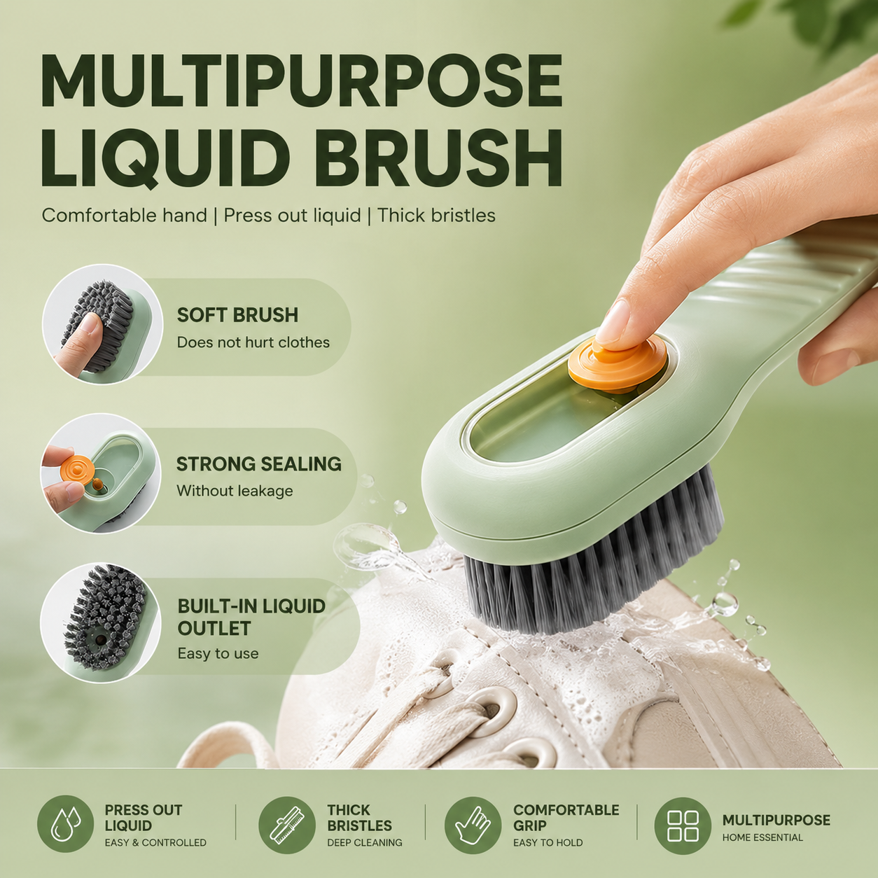 Multifunctional Soft-Bristled Cleaning Brush – 1PC Shoe & Clothes Cleaner for Shoes, Clothing, and Boards
