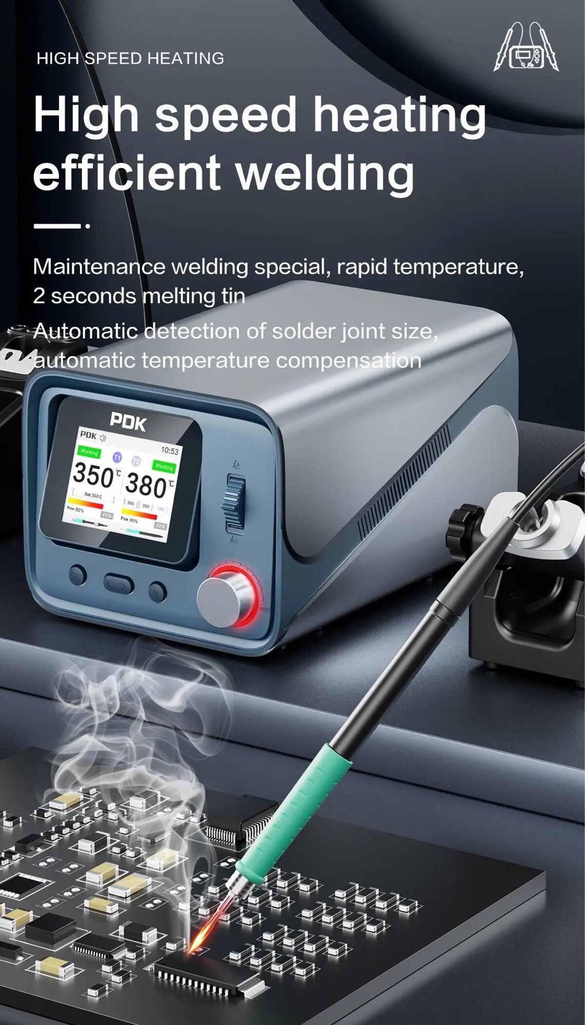 Wrcibo PDK1200 Soldering Station Compatible With C210/C245/C115 Handle And Tips Control Temperature For BGA PCB Repair Welding. 