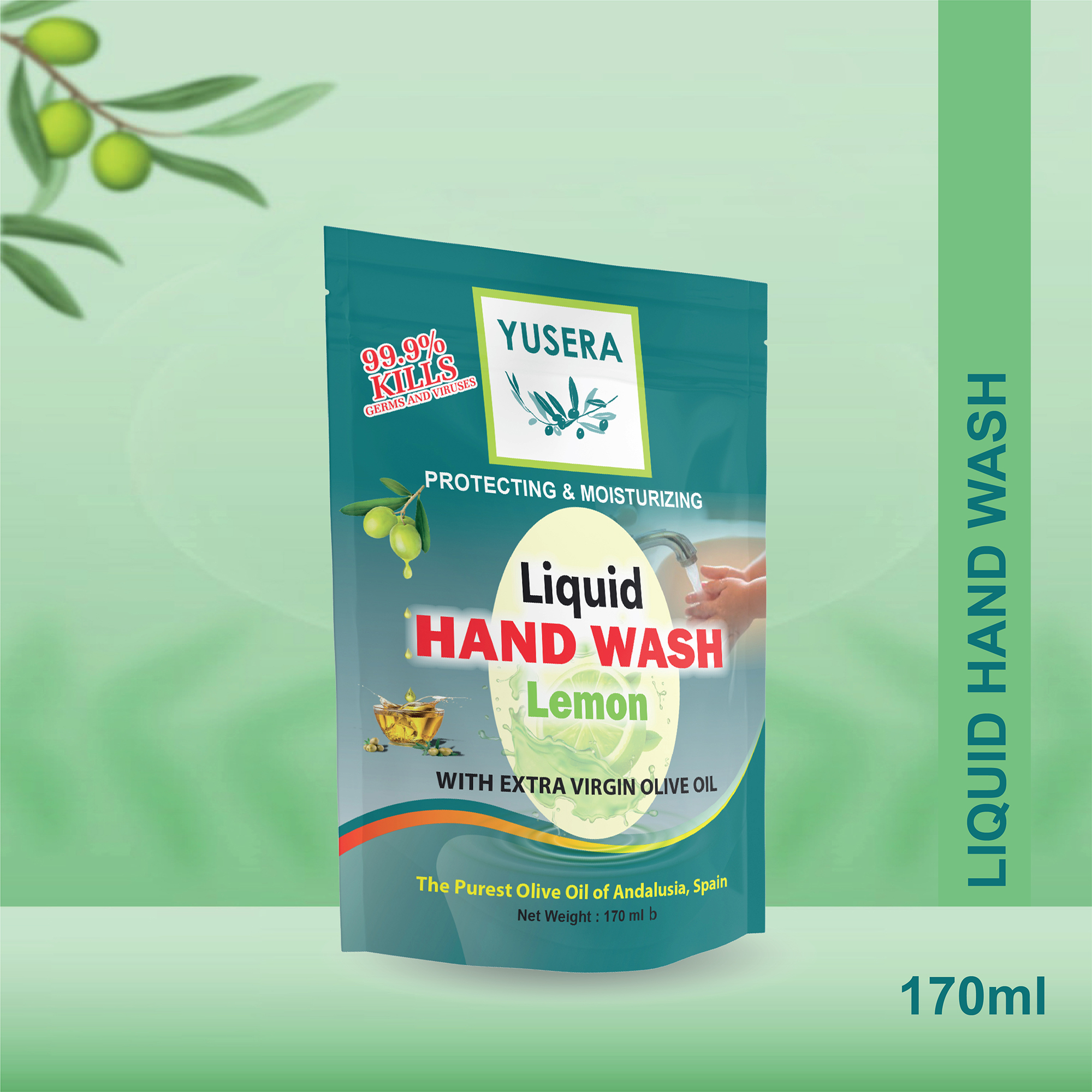 YUSERA Liquid Hand Wash Lemon (Refill) 170 ML. 