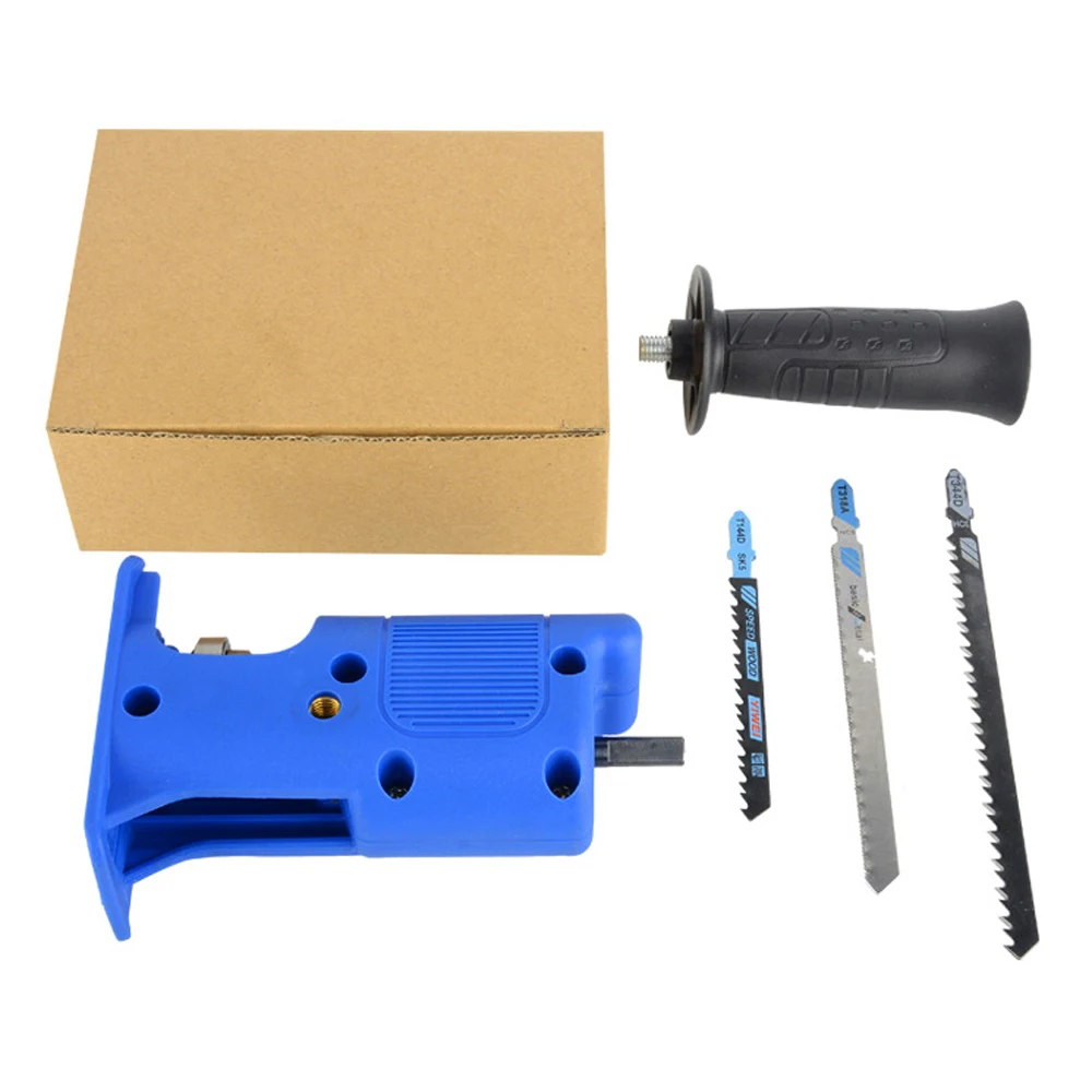 Portable Reciprocating Saw Adapter Electric Drill Modified Electric JigSaw Power Tool Wood Cutter Machine Attachment with Blades. 