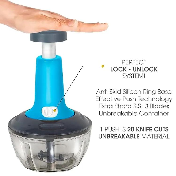 Manual Push Chopper 800ml for Vegetable & Fruit Cutting, Strong ABS Material for Long Duration (Multi Color)