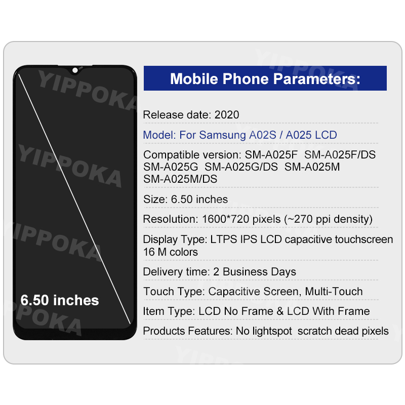 For Samsung Galaxy A02S Display SM-A025G/DS LCD Touch Screen Digitizer Display For Samsung A02S LCD SM-A025F/DS SM-A025G/DS. 
