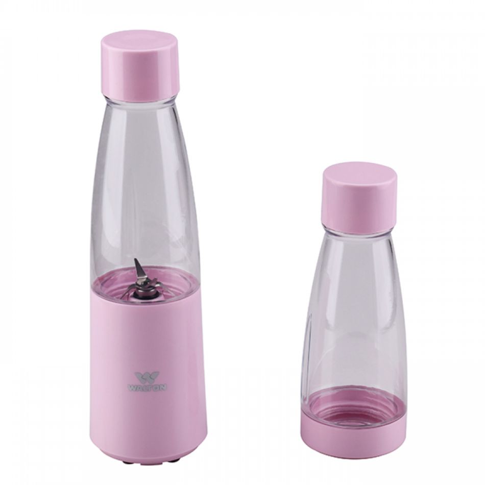 Walton Travel Blender WBL-3TBX15 - Electric Fruit Juicer Machine - Portable Blender for Shakes and Smoothies - Easy to Carry Anywhere - Atractive Look and Mind blowing Design With USB Rechargeable System - Black & Pink. 