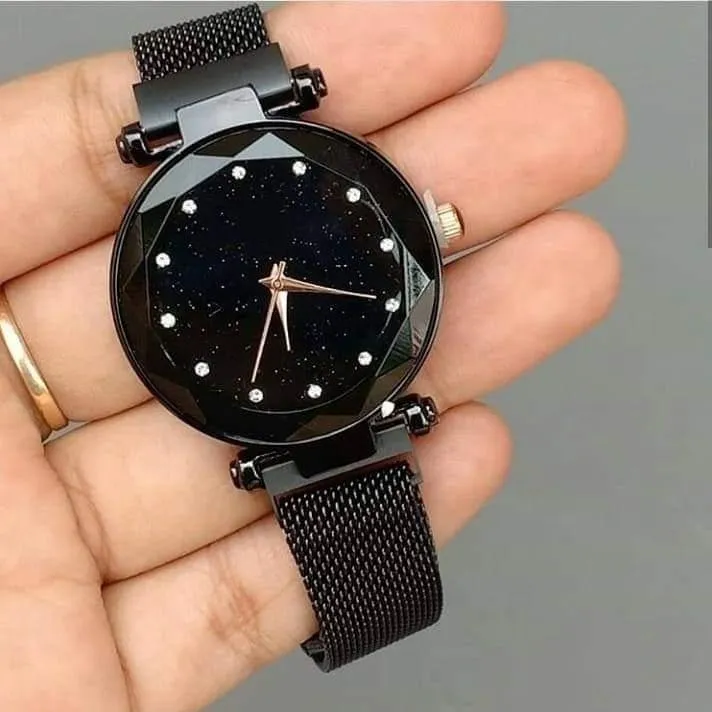 Magnetic Mesh Strap Red1 Chain Glass Mirror Girl Clock