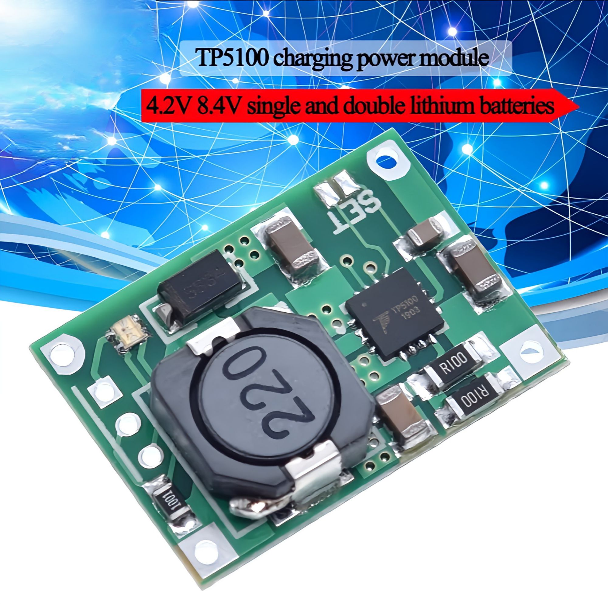 TP5100 4.2V 8.4V single and double cell lithium Battery charging lithium battery 2A charging board equivalent TP4056. 