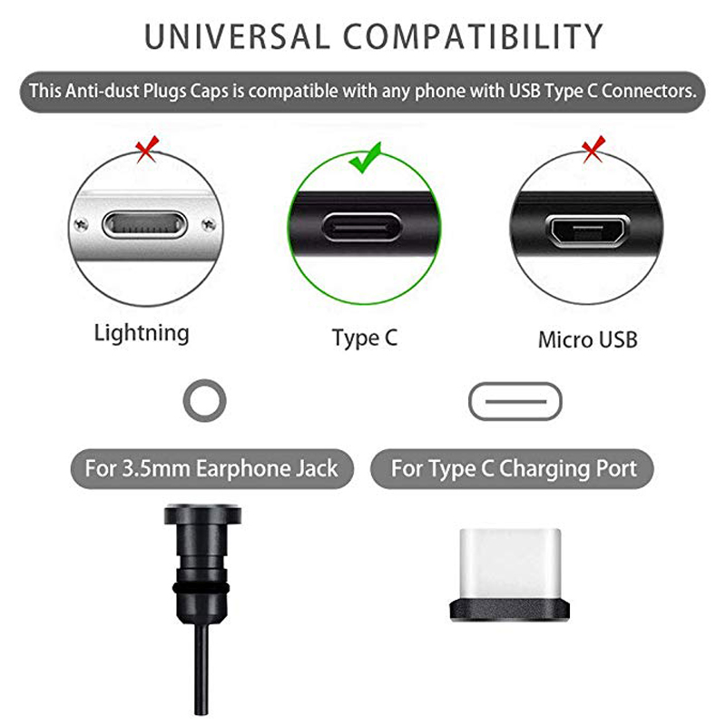 Aluminium Alloy Type C Anti Dust Plug Portable USB C Charging Port Dustproof Cover for Huawei Samsung iPhone Charging Port Cap. 