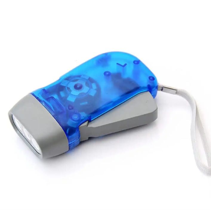 Hand Pressure Dynamo 3 LED Torch Light Battery less Crank Torch Flash Light Automatic No Charging No Rechargable Hand Pressing Power Flashlight. 
