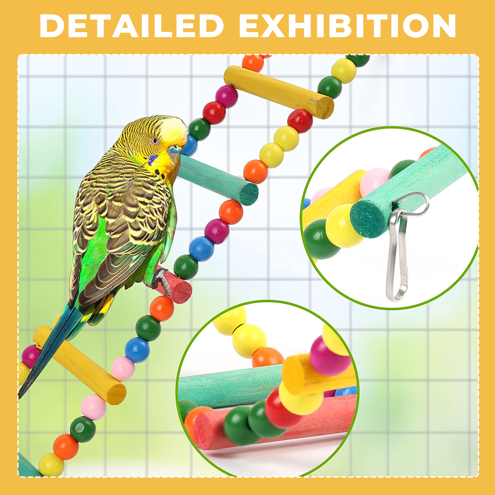 11Pcs Bird Cage Toys for Parrots Wood Birds Swing Reliable Chewable Bite Bridge Wooden Beads Shape Parrot Toy Bird Toys. 