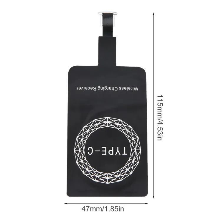 Type C Qi Wireless Charger Receiver Lightweight Charging Adapter Pad Coil-black. 