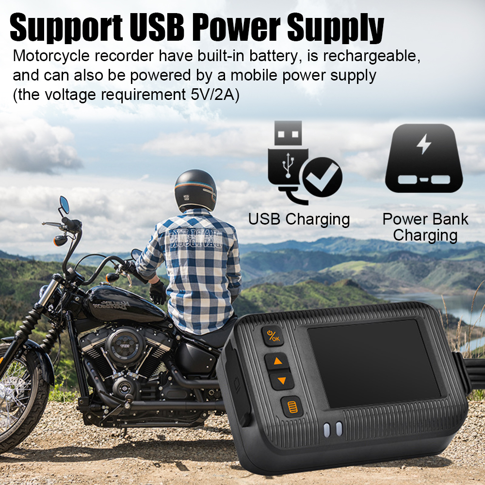 2 Inch Dashcam Motorcycle DVR Camera Video Recorder Wired Remote Control 1080P/720P Waterproof Wide Angle Front Rear Camera. 
