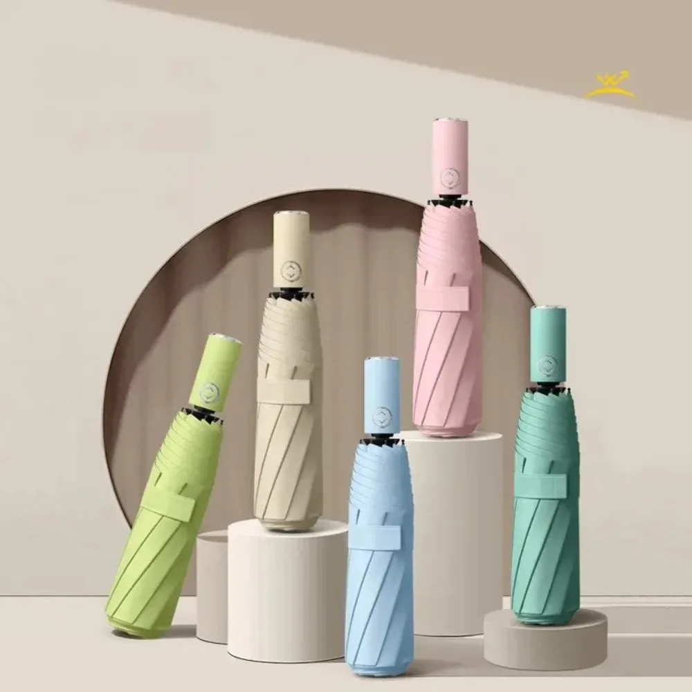 Automatic Umbrella Large Folding Wind Resistant Portable Three Fold Sunny Rainy Dual Use Advertising Small Lightweight Umbrella