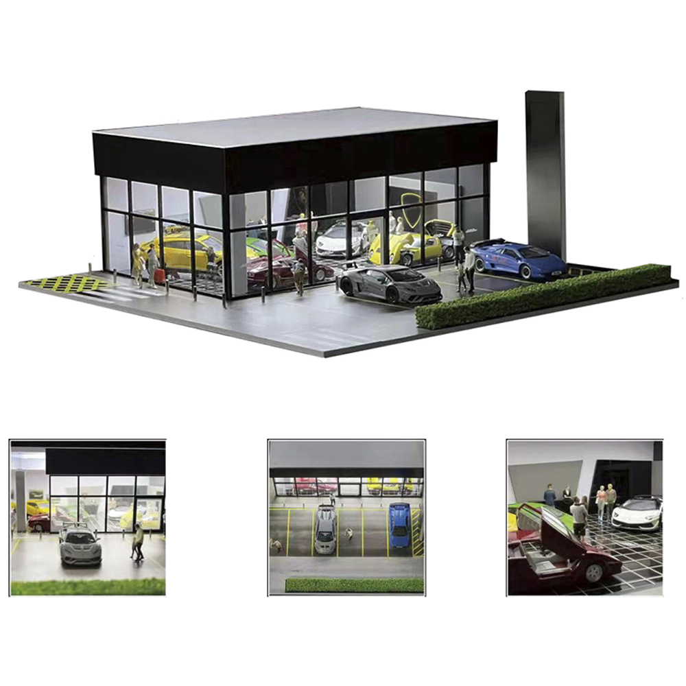 1:64 G FANS Car Garage Diorama Model With LED Lights Parking Lots City DIY Model Sets Can Be Combined with Cities. 