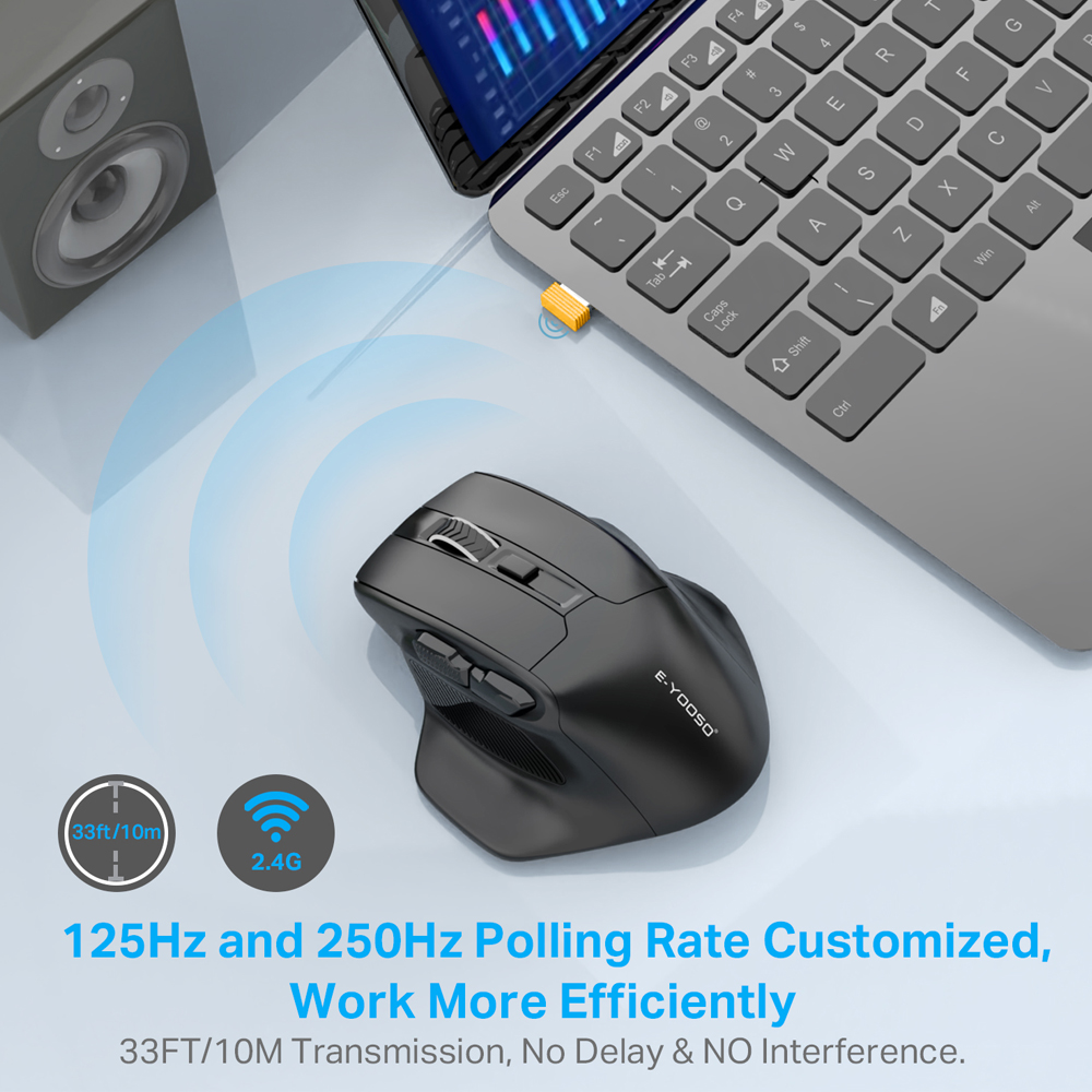 E-YOOSO X-31 USB 2.4G Wireless Gaming Large Mouse for Big Hands PAW3212 4800 DPI 5 buttons for gamer Mice computer laptop PC. 