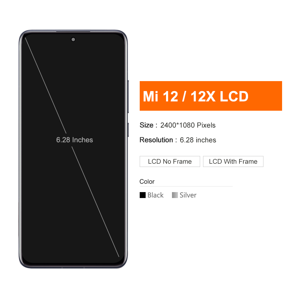Original 6.28'' LCD for Xiaomi 12 Mi 12 Touch Screen Mi12 2201123G, 2201123C Display Assembly Mi 12X Mi12X 2112123AC 2112123AG. 