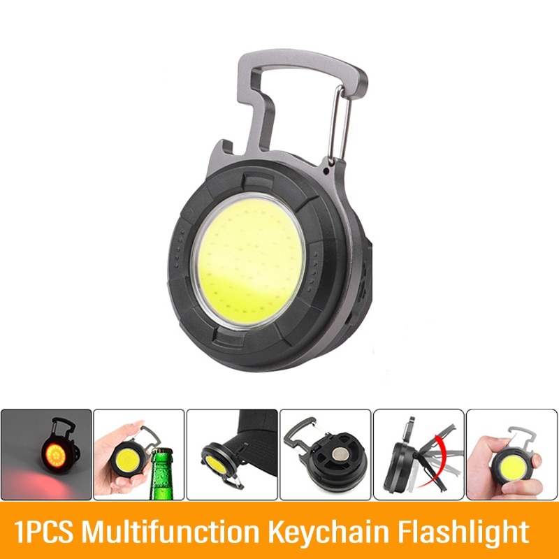 Portable COB Keychain Flashlight LED Mini Work Lights Floodlight Type C Rechargeable Bottle Opener Outdoor Camping Light. 