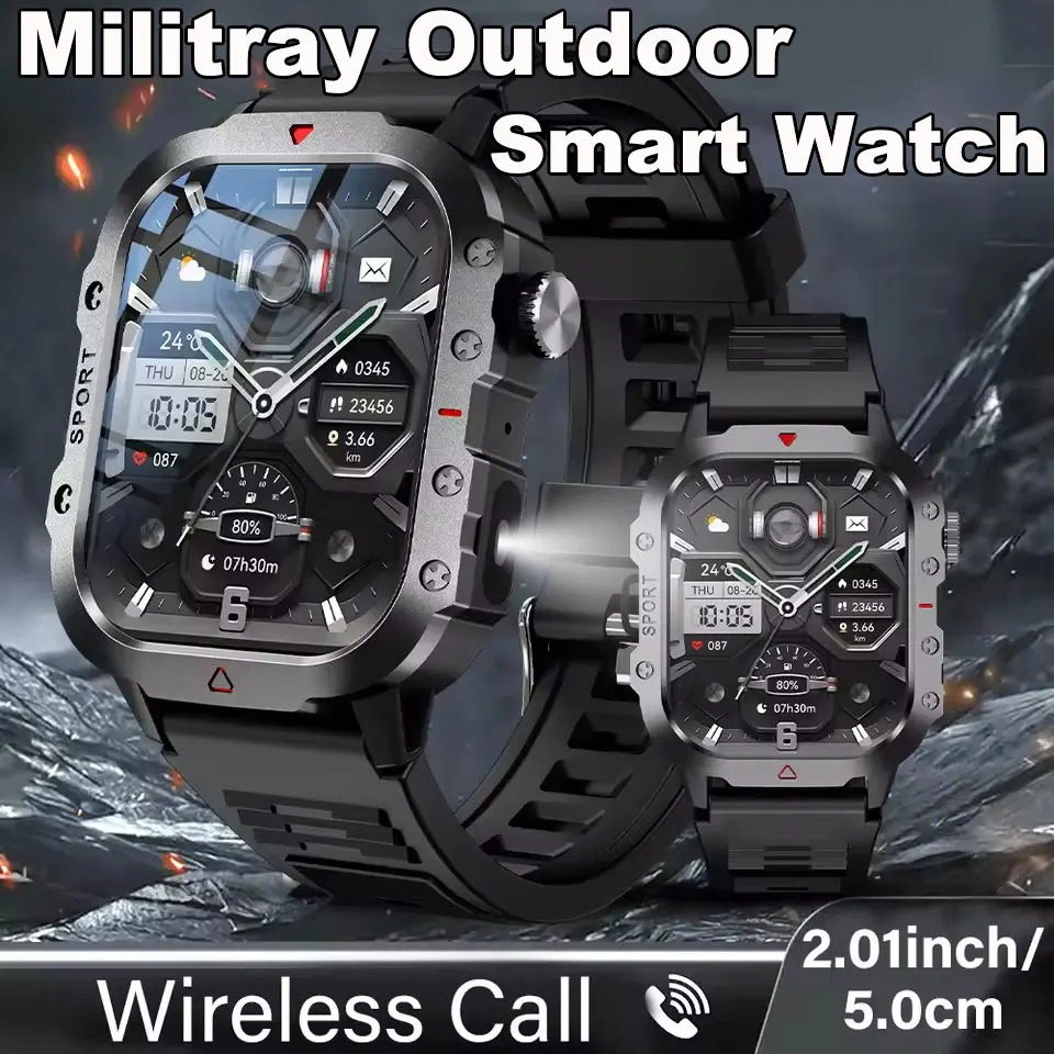 SmartWatch Men Militray Outdoor Sport Fitness Tracker Heart Rate Smart Watch Waterproof New