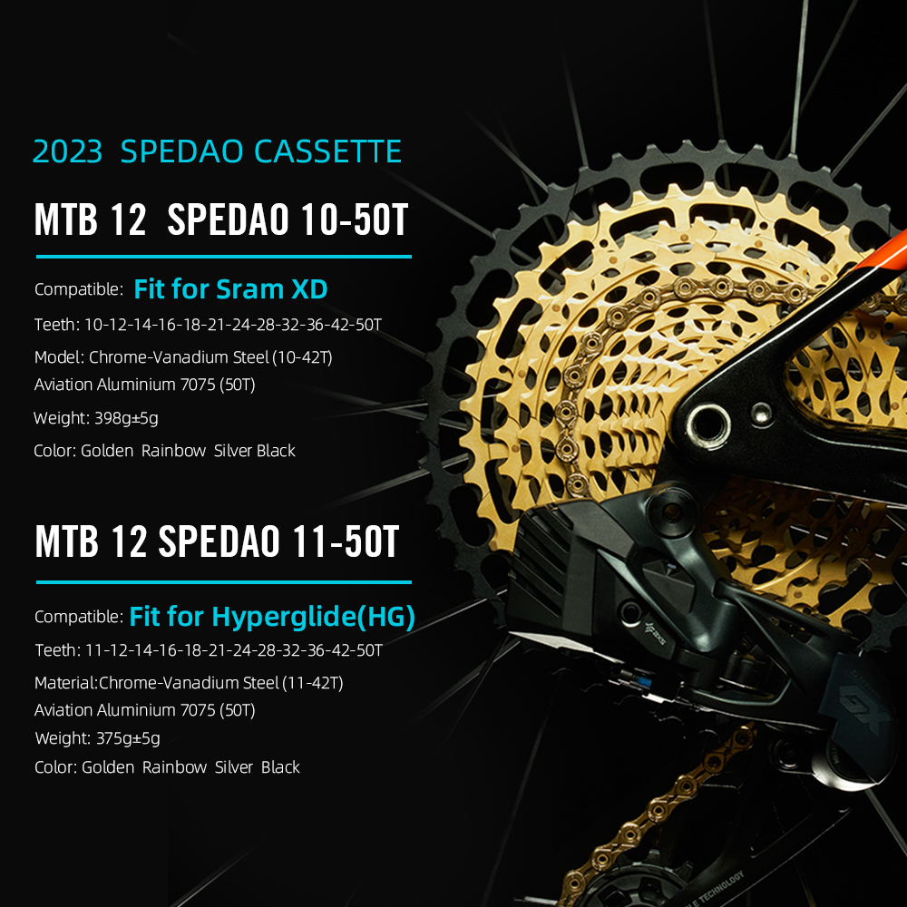 SPEDAO 10-50T 11-50 12 Speed Bicycle Cassette 12V MTB Bike Freeewheel 12S Mountain Sprocket XD HG Cassette 12V K7 for SX NX GX. 
