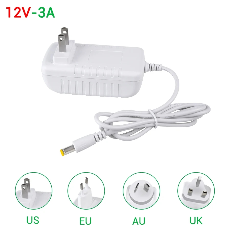 Real Power DC 24V 12V 1A 2A 3A Power Supply DC 12 24 V Volt Output Interface 5.5mm*2.1mm Power Adapter EU US UK AU Plug. 