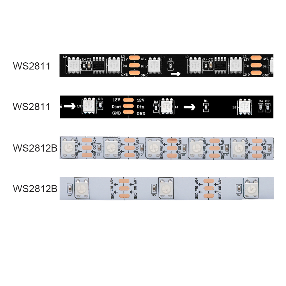 WS2811 WS2812B 5050 RGB LED Strip Light 30/60LEDs/m Smart Individually Addressable Pixel LED Tape IP30 IP65 DC5V DC12V for Decor. 