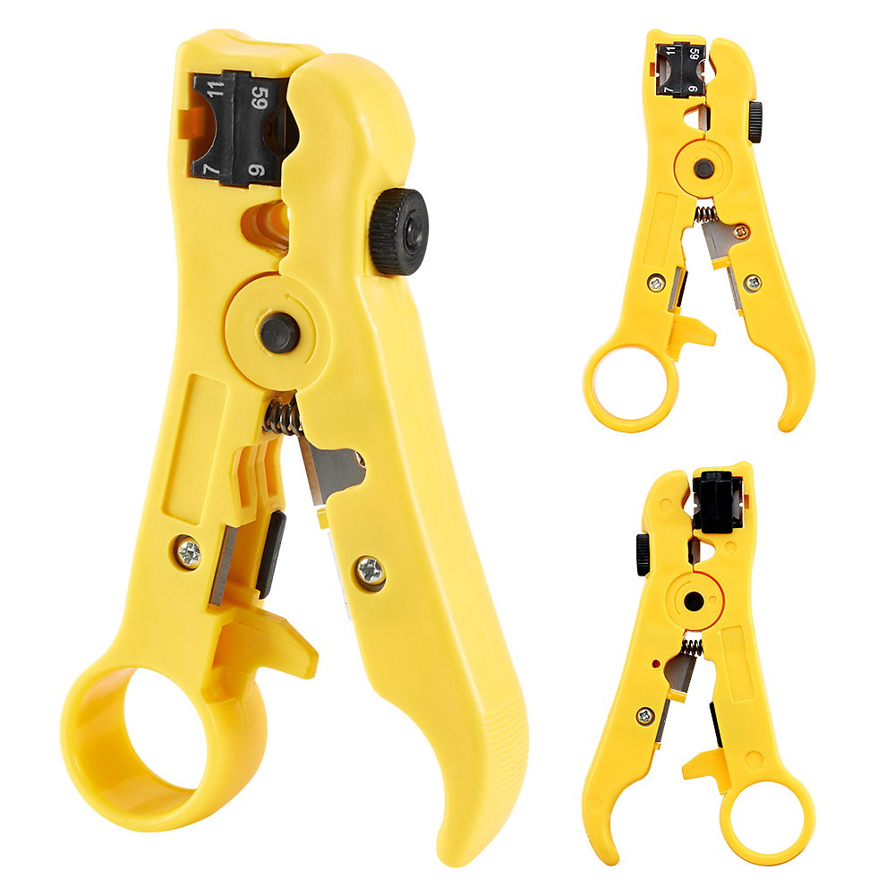 All-In-One Stripping Tool Wire Stripper RG59 RG6 RG11 RG7 Coaxial Cable Stripper Cutter  Pliers for Round Cable and Flat Cable. 