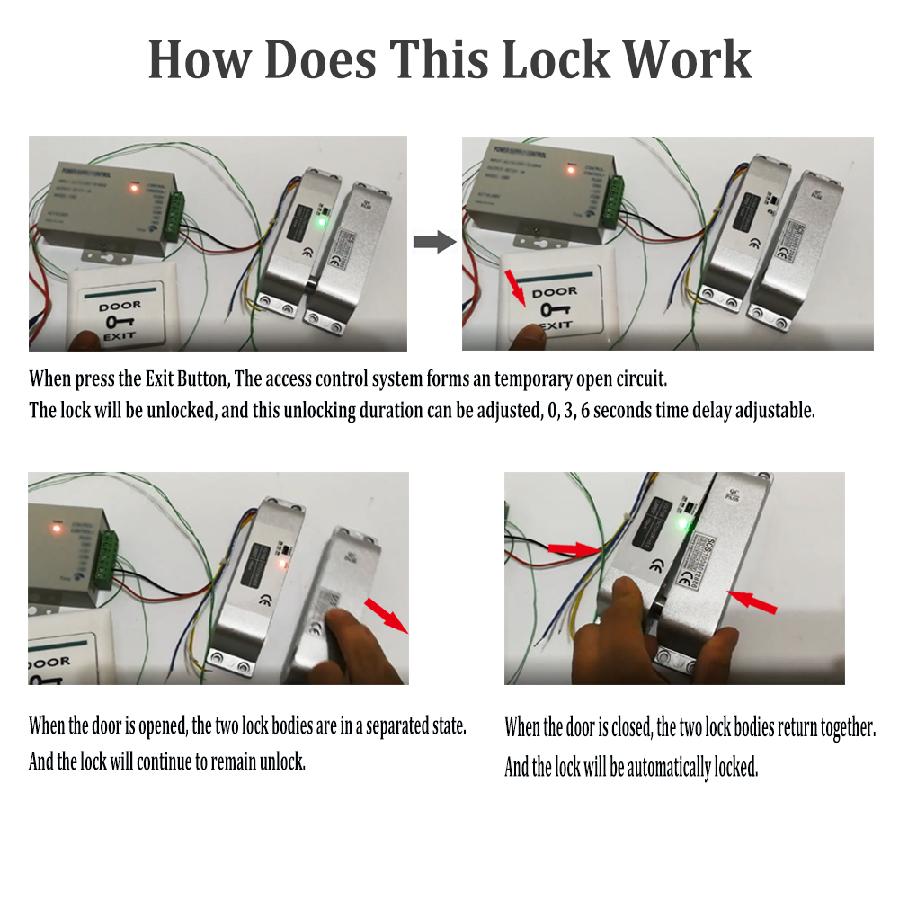 Electric Mortise Locks Drop Bolt Lock DC12V Smart Electronic with Adjustable Time Delay Fail Safe Mode for Access Control. 