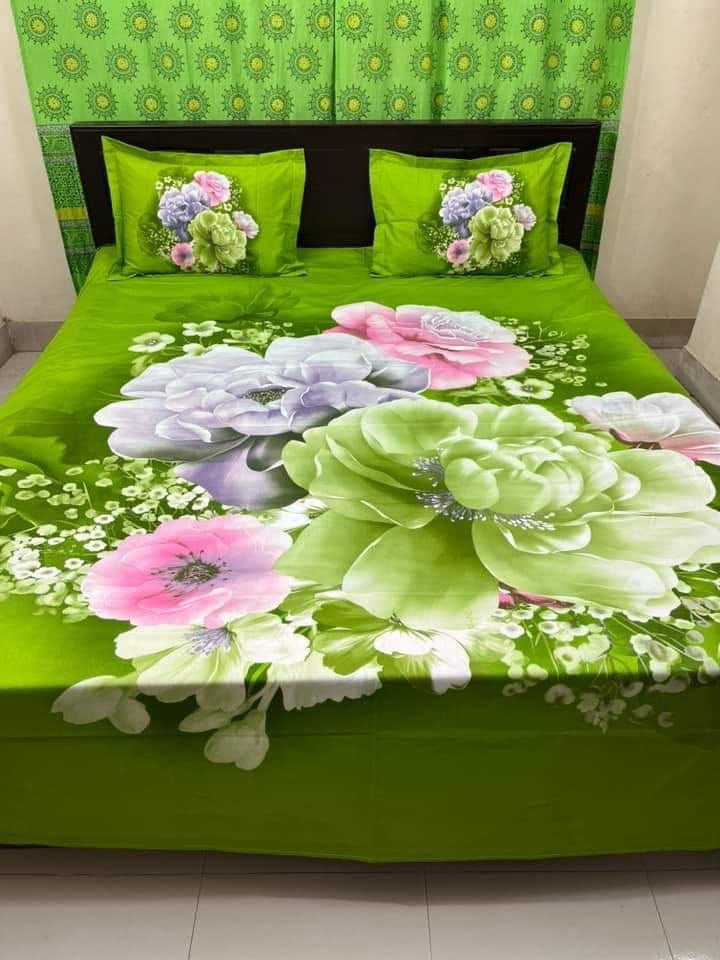 soft and comfortable cotton king size panel bed sheet with two pillow cover size( 7.5 ×8.5) feet King size. 