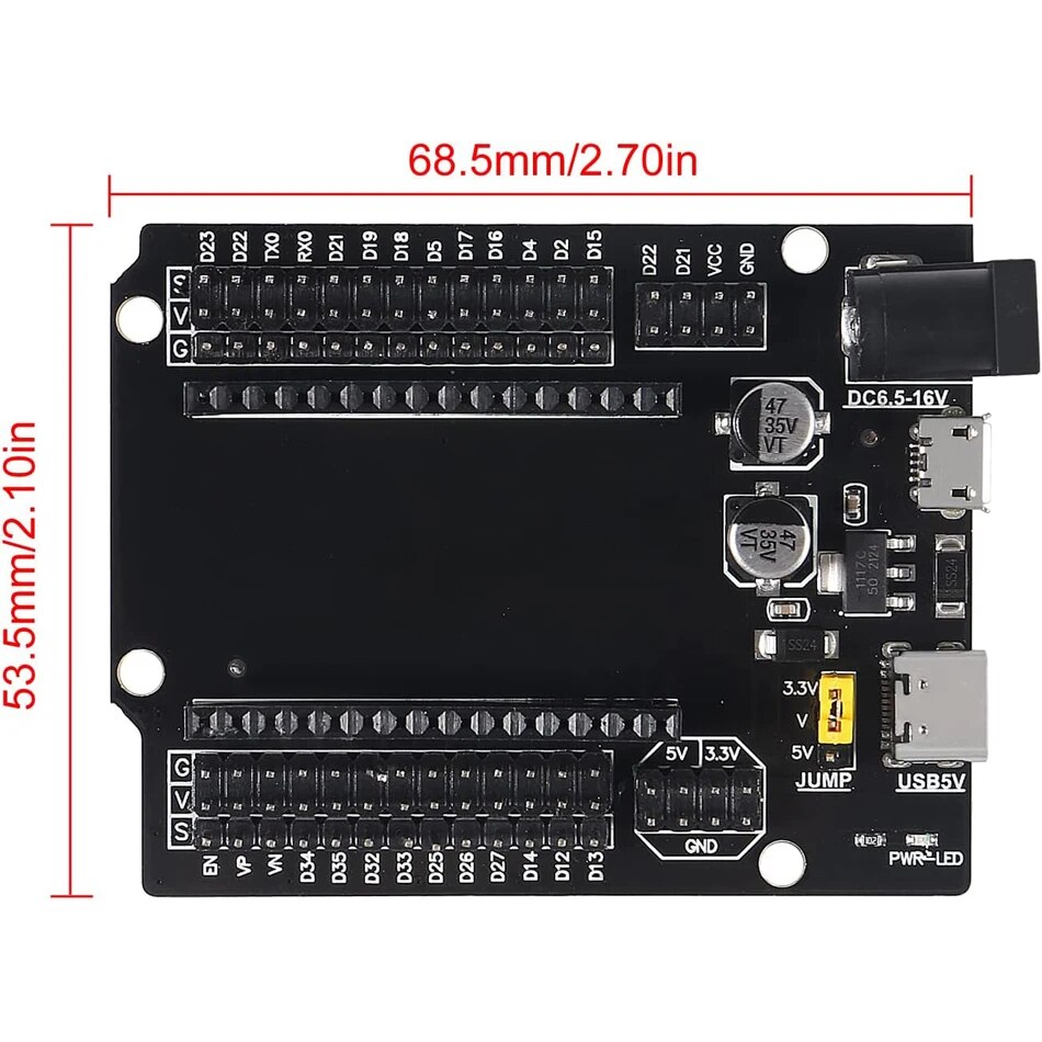 ESP-WROOM-32 ESP32 ESP-32S Type-C Development Board CH340C WiFi+Bluetooth Ultra-Low Power Dual Core Expansion Board for Arduino. 