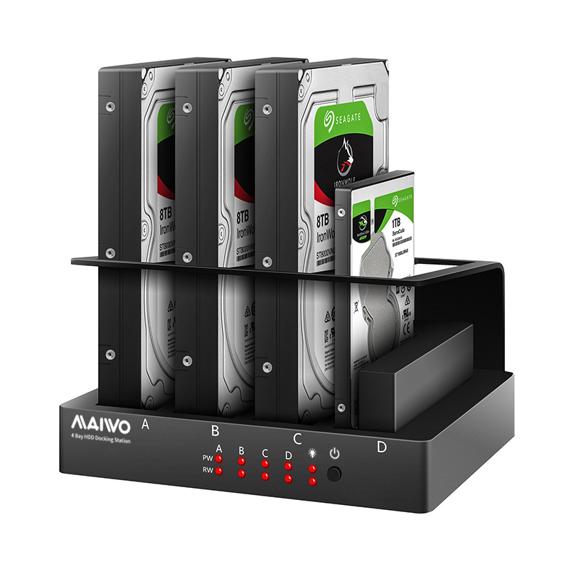 4 Bay Hard Drive Enclosure Sata to USB 3.0 External Multi-Bay 2.5& 3.5 Inch HDD SDD Docking Station Hard Disk Box Multiplication