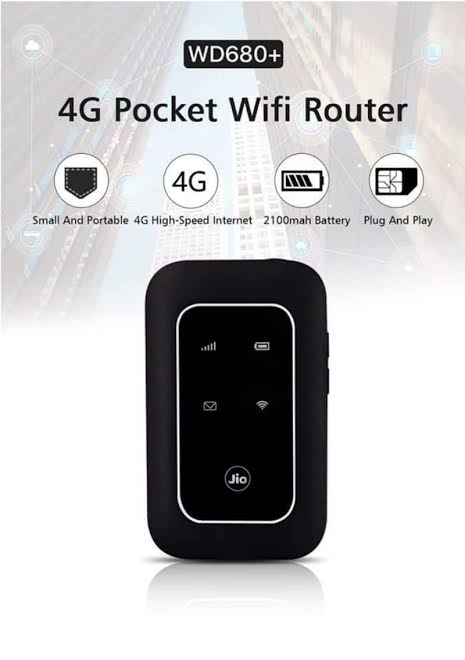 4G LTE-Advanced Mobile Wi-Fi Hotspot Pocket Router Jio WD680+. 