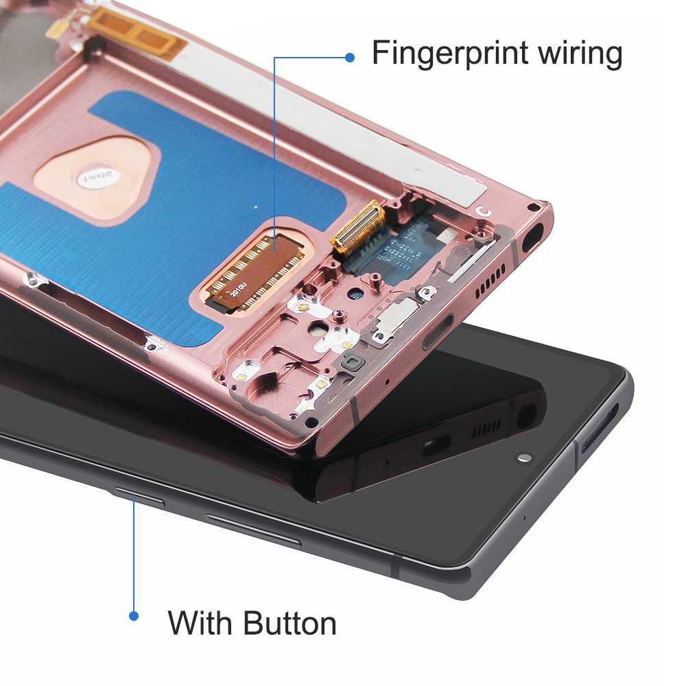 For AMOLED LCD with Frame For Samsung Note 20 Lcd Display Digital Touch Screen Replace For Note20 N980 N980F SN980F/DS Screen. 