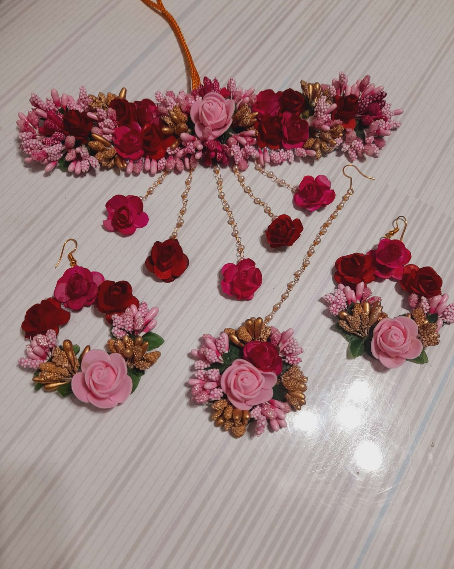 গায়ে হলুদের গহনা/artificial flower ornaments. Colour customize. 