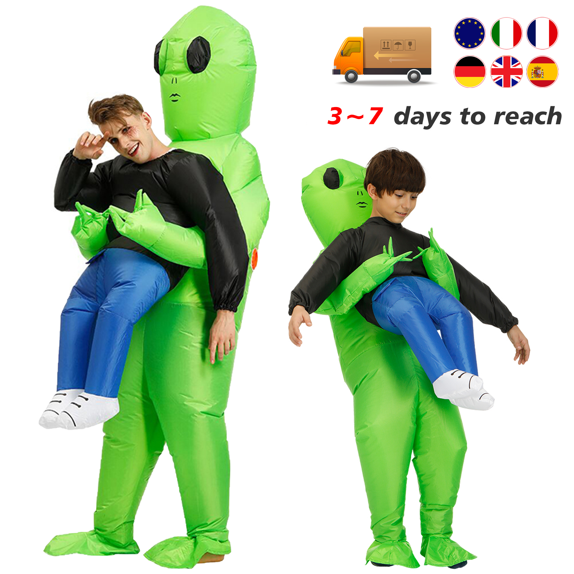 ET Alien inflatable suit Alien Monster Inflatable Costume Scary Green Alien Cosplay Costume For Adult  Party Festival Stage. 