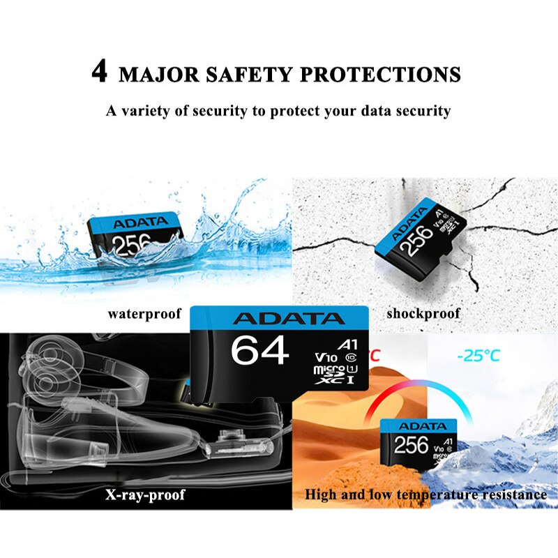 ADATA Micro SD Card Memory Card 32GB MicroSDHC 64GB MicroSDXC MicroSD C10 A1 TF Flash Cards Cartao De Memoria for Phone. 