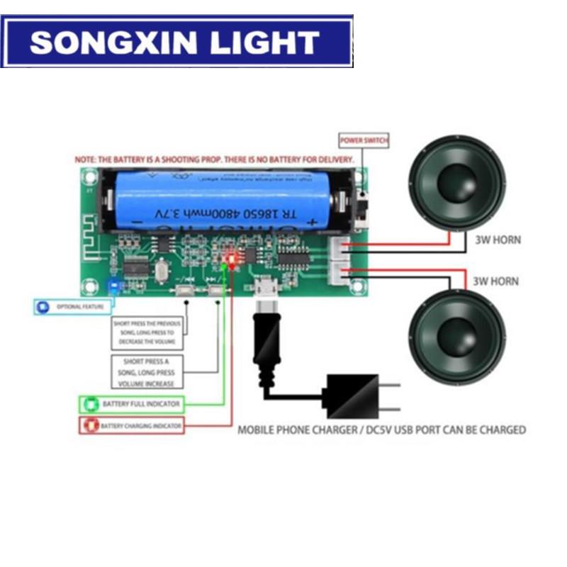 XH-A153 Lithium Battery Bluetooth 5.0 Dual-channel 2 Ch Channel Stereo Low Power Amplifier Board 3W+3W DC 5V PAM8403 Chip. 