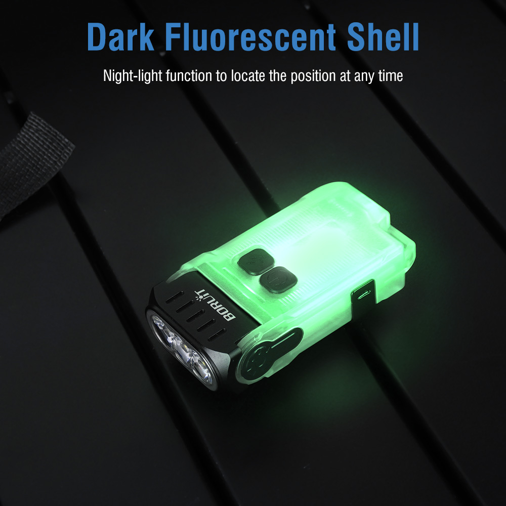 BORUiT V15 LED Keychain EDC Flashlight Clip Warm Work Light Type-C Rechargeable Torch Magnet Waterproof Camping Pocket Lantern. 